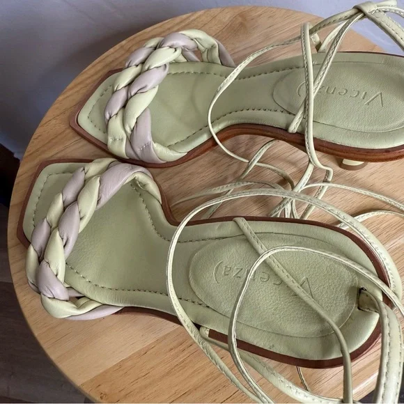 NEW Anthropologie Vicenza Braided Leather Kitten Heel Sandals - Picture 3 of 8